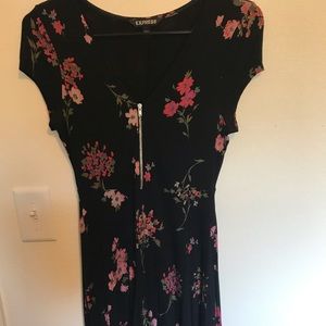 Black flower mini dress